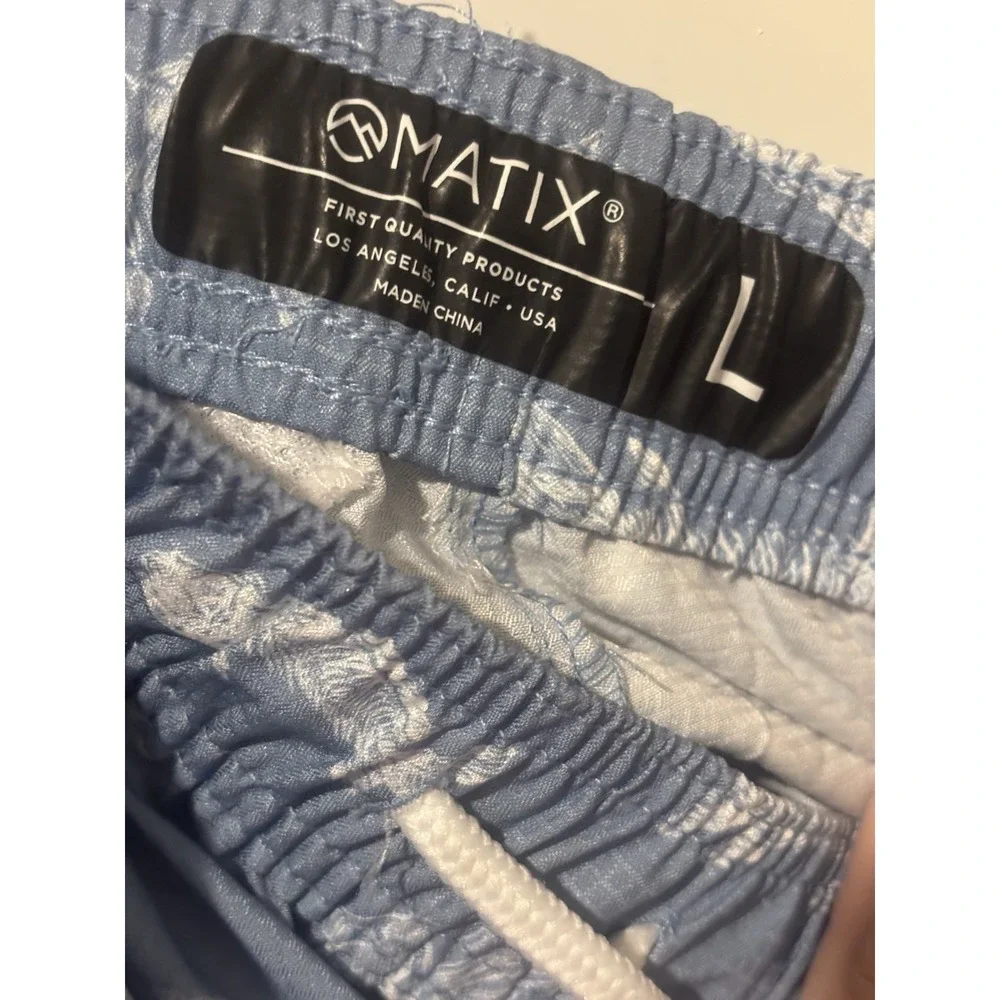 Matix Swim Trunks Quick Dry Shorts Blue White Fish Men's Large‎ Lightweight